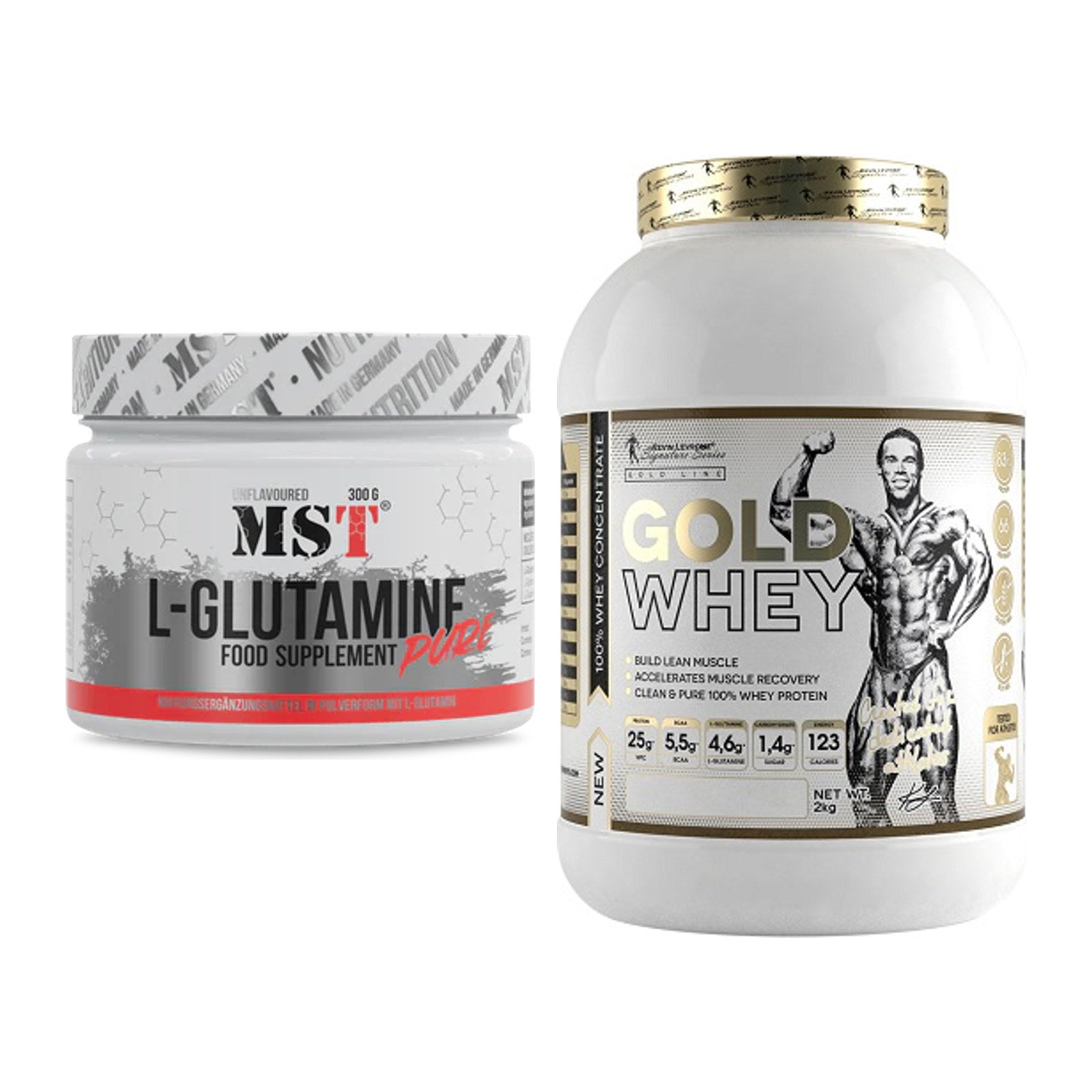 Regenerations-Duo: MST Glutamine + Kevin Levrone Gold Whey – alle enthaltenen Artikel