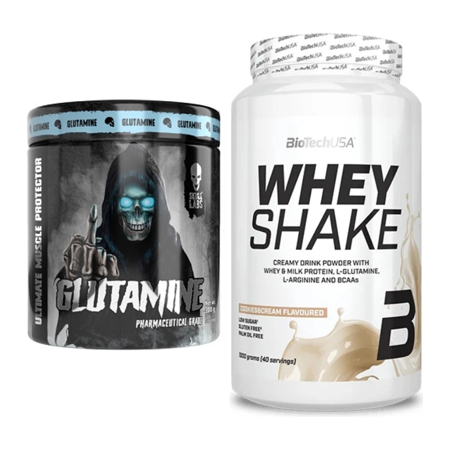 Regenerations-Duo: Skull Labs Glutamine + BioTech Whey Shake – alle enthaltenen Artikel
