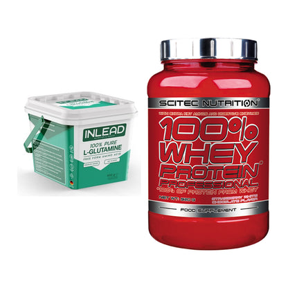 Regenerations-Duo: INLEAD L-Glutamine + Scitec 100% Whey Professional – alle enthaltenen Artikel