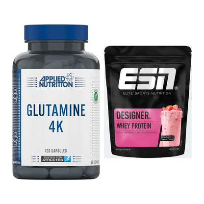Regenerations-Duo: Applied Nutrition Glutamine 4K + ESN Designer Whey – alle enthaltenen Artikel