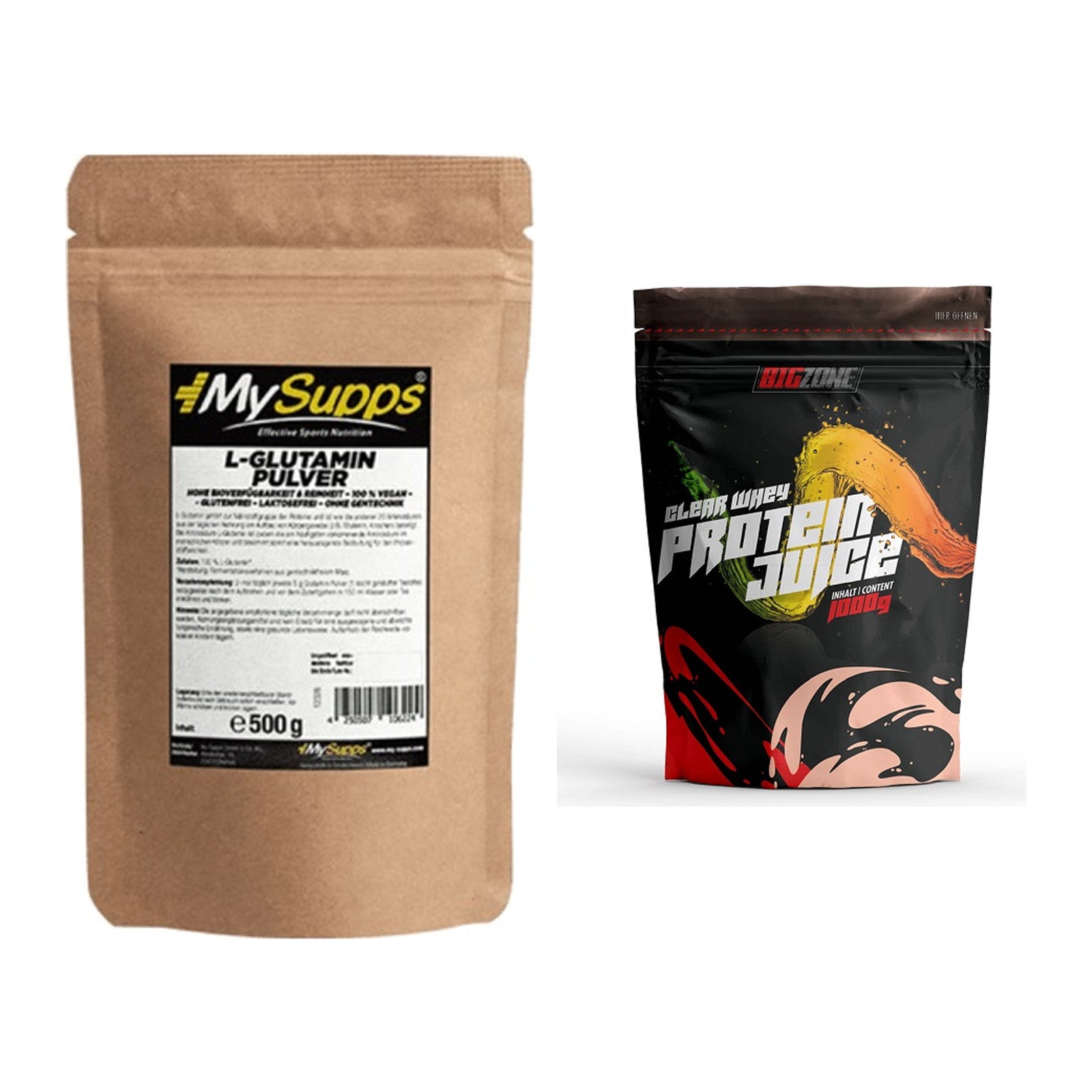 Regenerations-Duo: MySupps Glutamine + Big Zone Clear Whey – alle enthaltenen Artikel