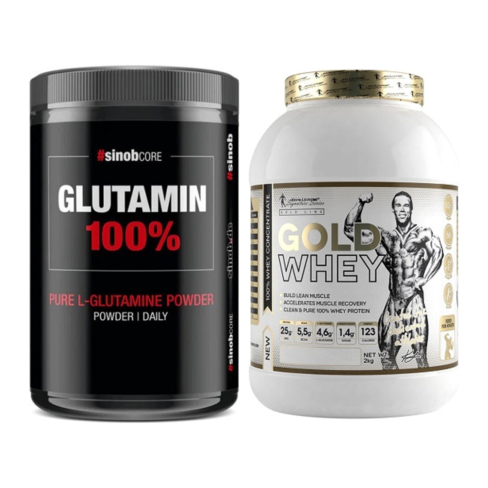 Regenerations-Duo: Sinob Core L-Glutamin + Kevin Levrone Gold Whey – alle enthaltenen Artikel