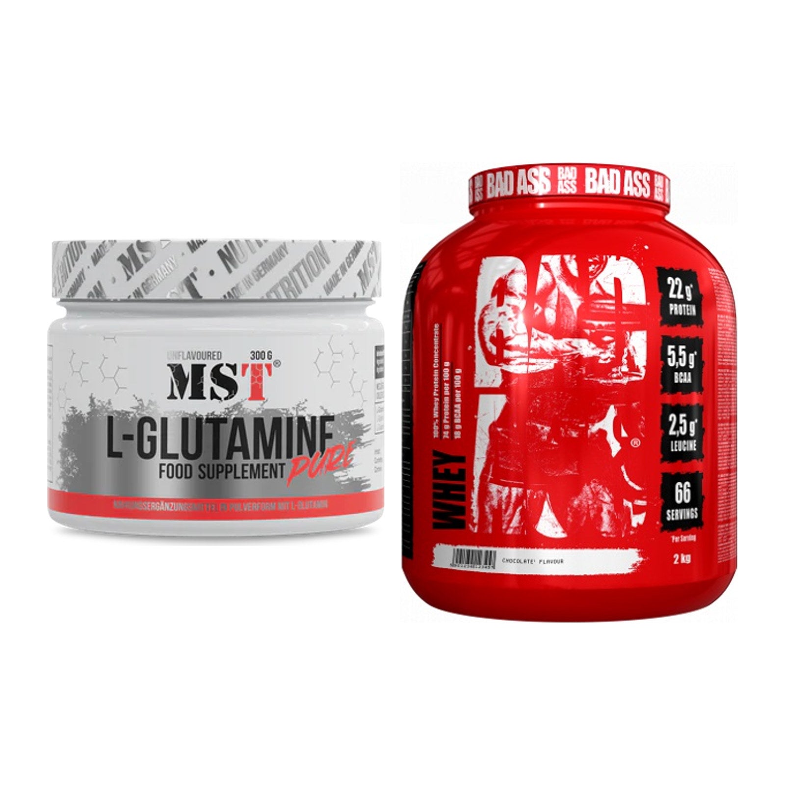 Regenerations-Duo: MST Glutamine + BAD ASS Whey – alle enthaltenen Artikel