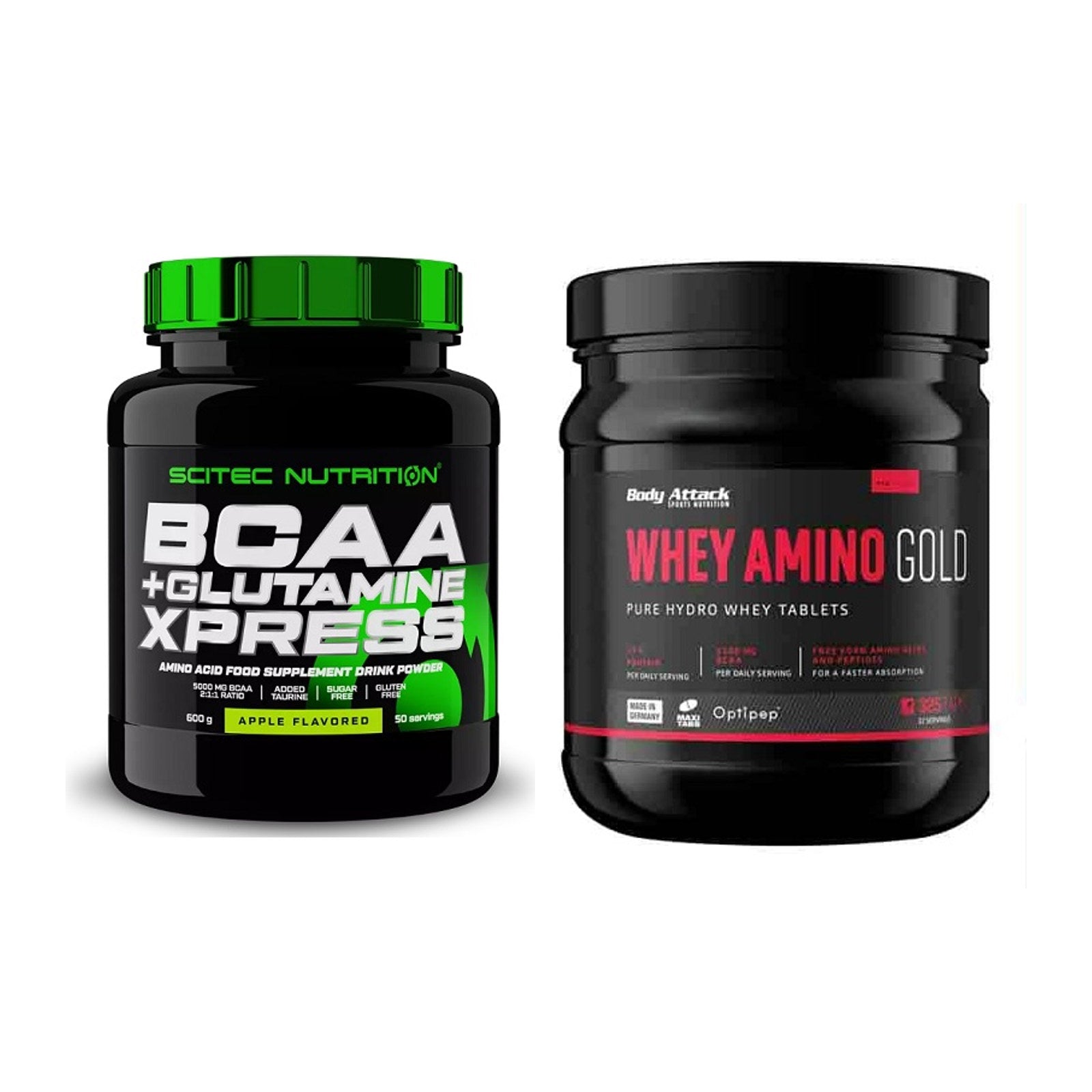 Regenerations-Duo: Scitec BCAA+ Glutamine + Body Attack Whey Amino – alle enthaltenen Artikel