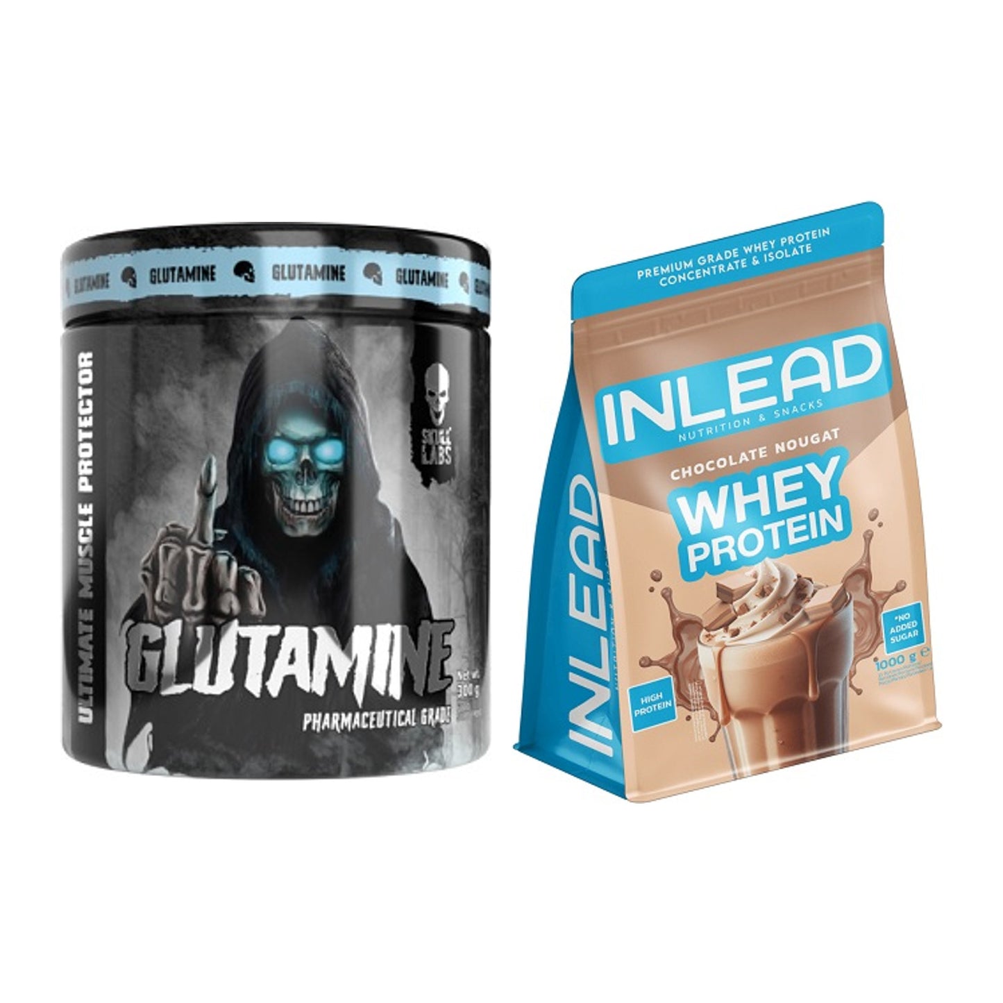 Regenerations-Duo: Skull Labs Glutamine + INLEAD Whey Protein – alle enthaltenen Artikel