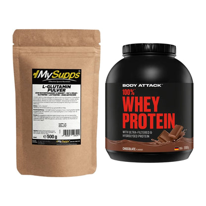 Regenerations-Duo: MySupps Glutamine + Body Attack 100% Whey Protein – alle enthaltenen Artikel