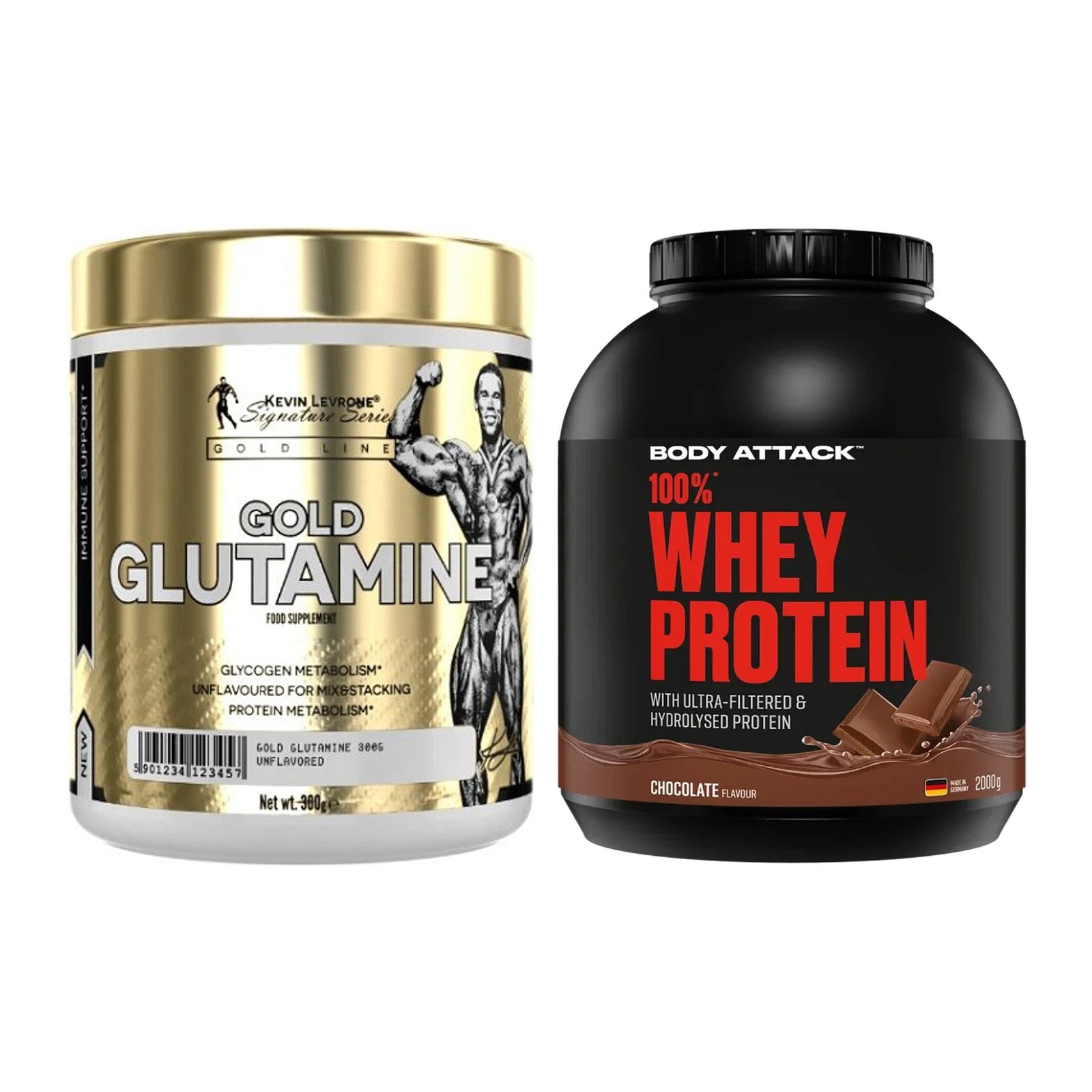 Regenerations-Duo: Kevin Levrone GOLD + Body Attack 100% Whey – alle enthaltenen Artikel