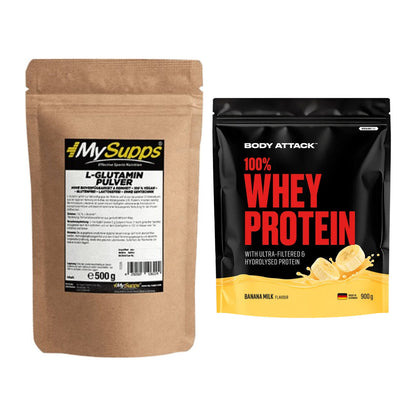 Regenerations-Duo: MySupps Glutamine + Body Attack 100% Whey Protein – alle enthaltenen Artikel