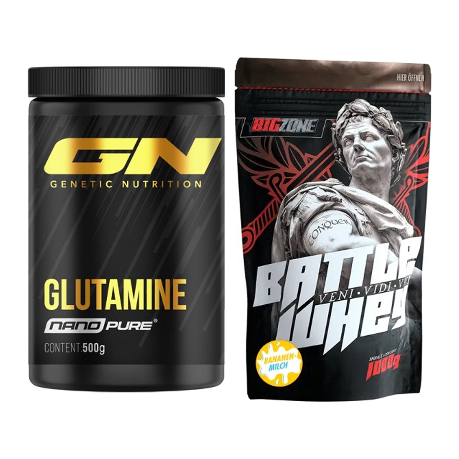 Regenerations-Duo: GN Nano Pure Glutamine + Big Zone Battle Whey – alle enthaltenen Artikel