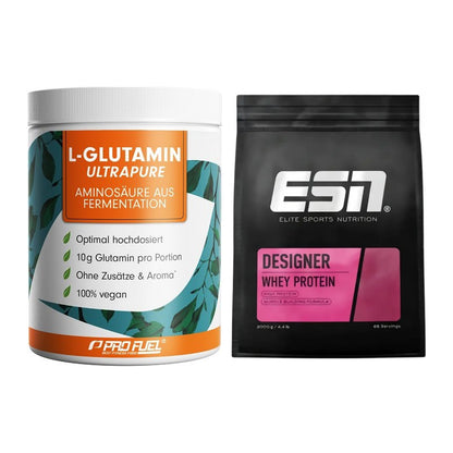 Regenerations-Duo: ProFuel Glutamin Ultrapure + ESN Designer Whey – alle enthaltenen Artikel