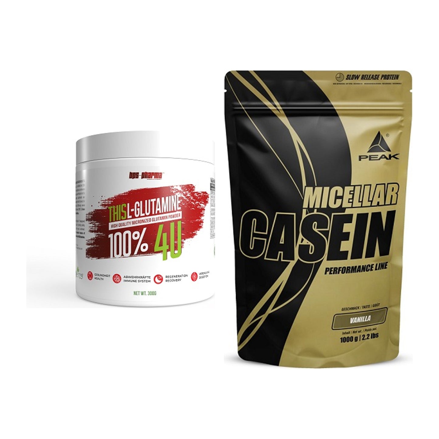 Regenerations-Duo: BPS-Pharma This Glutamin + Peak Micellar Casein – alle enthaltenen Artikel