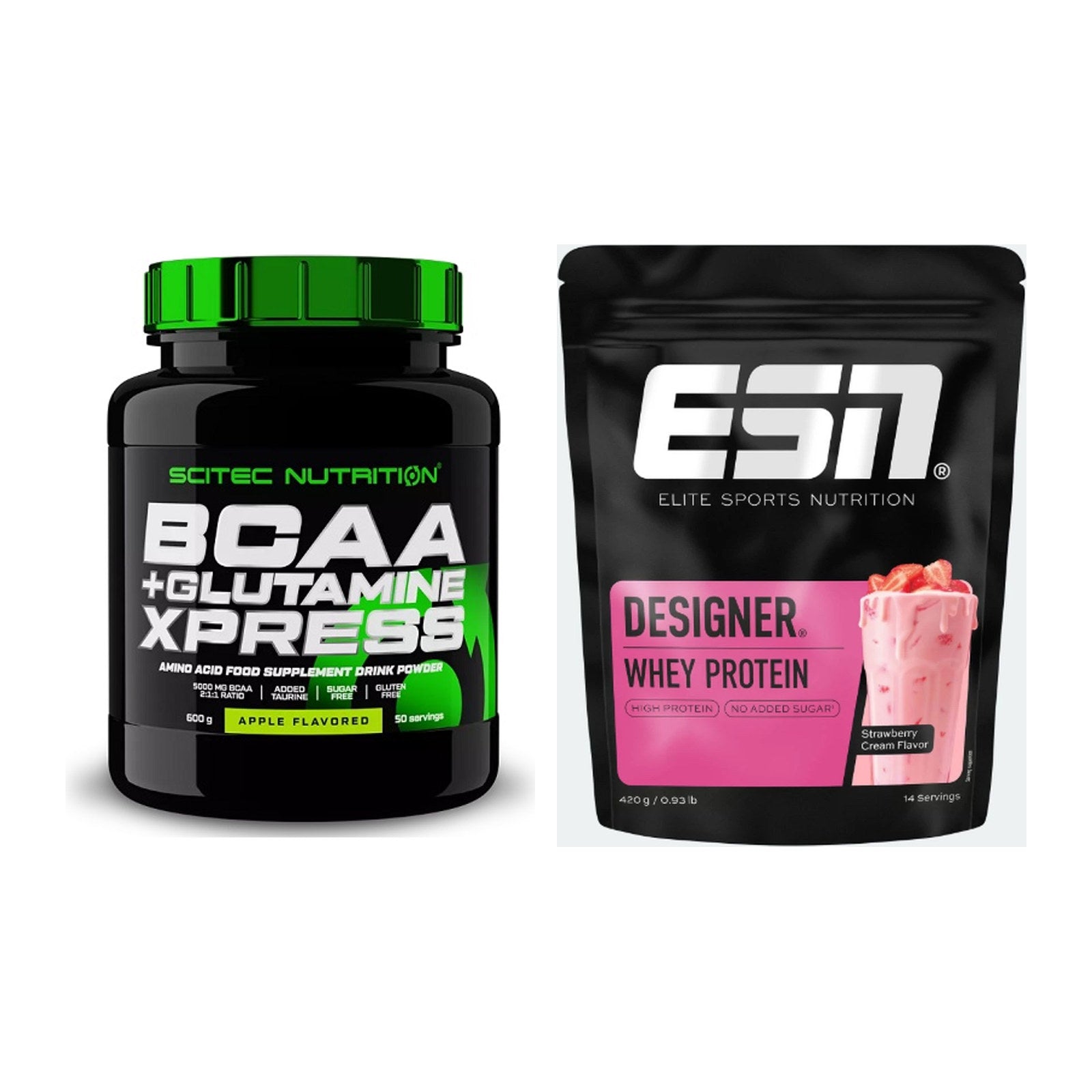 Regenerations-Duo: Scitec BCAA+ Glutamine Xpress + ESN Designer Whey – alle enthaltenen Artikel