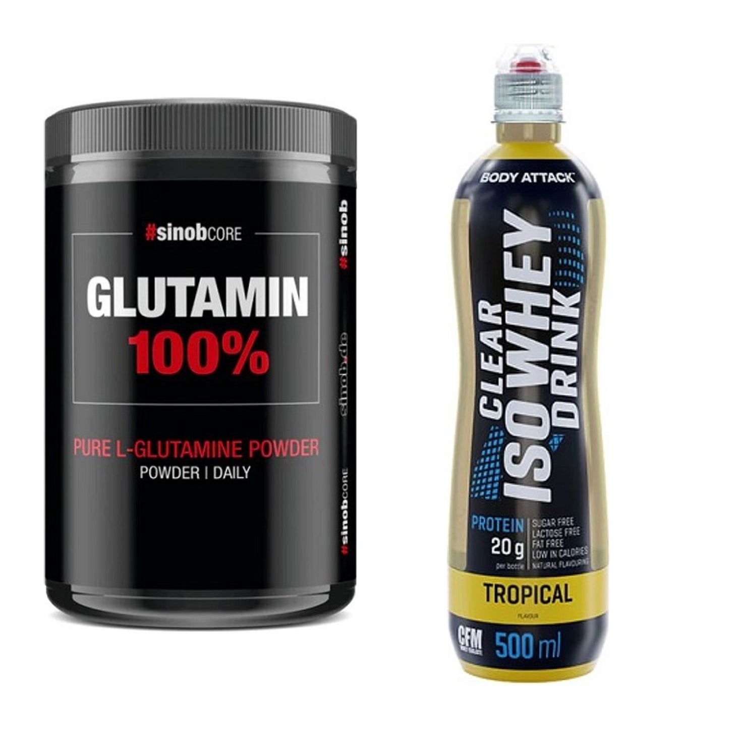 Regenerations-Duo: Sinob Core L-Glutamin + Body Attack Clear Iso – alle enthaltenen Artikel