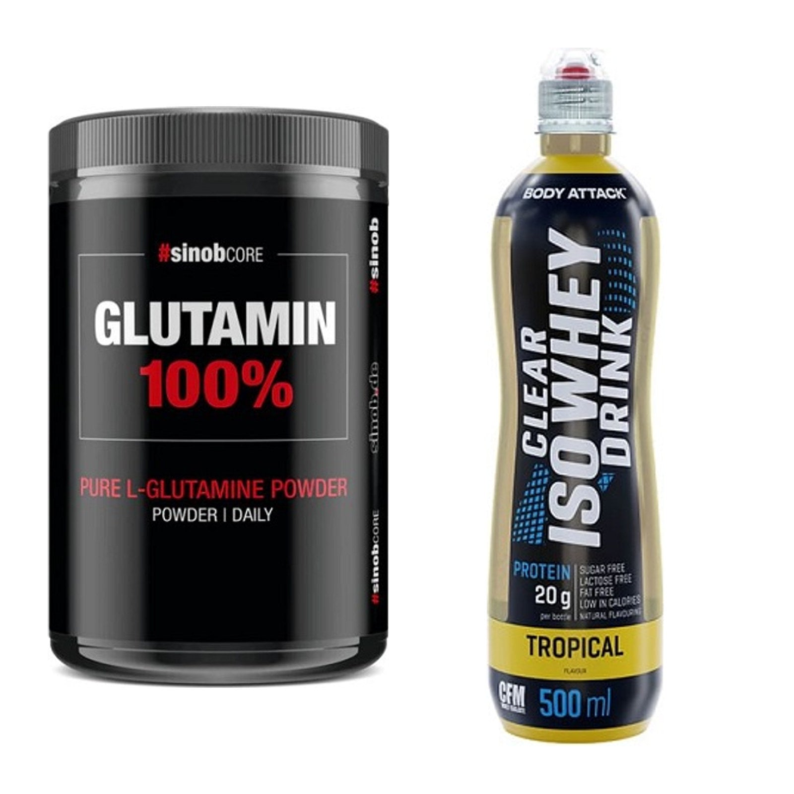 Regenerations-Duo: Sinob Core L-Glutamin + Body Attack Clear Iso – alle enthaltenen Artikel