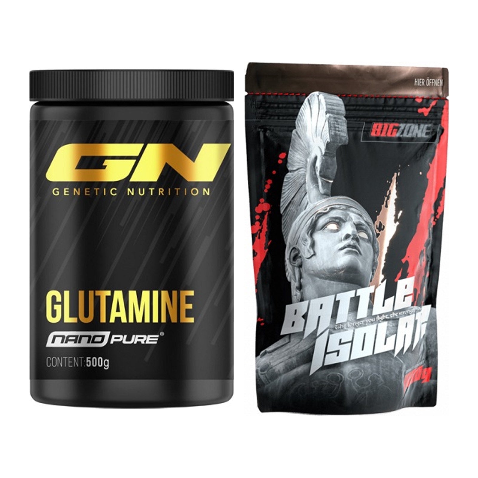 Regenerations-Duo: GN Nano Pure Glutamine + Big Zone Battle Isolate – alle enthaltenen Artikel