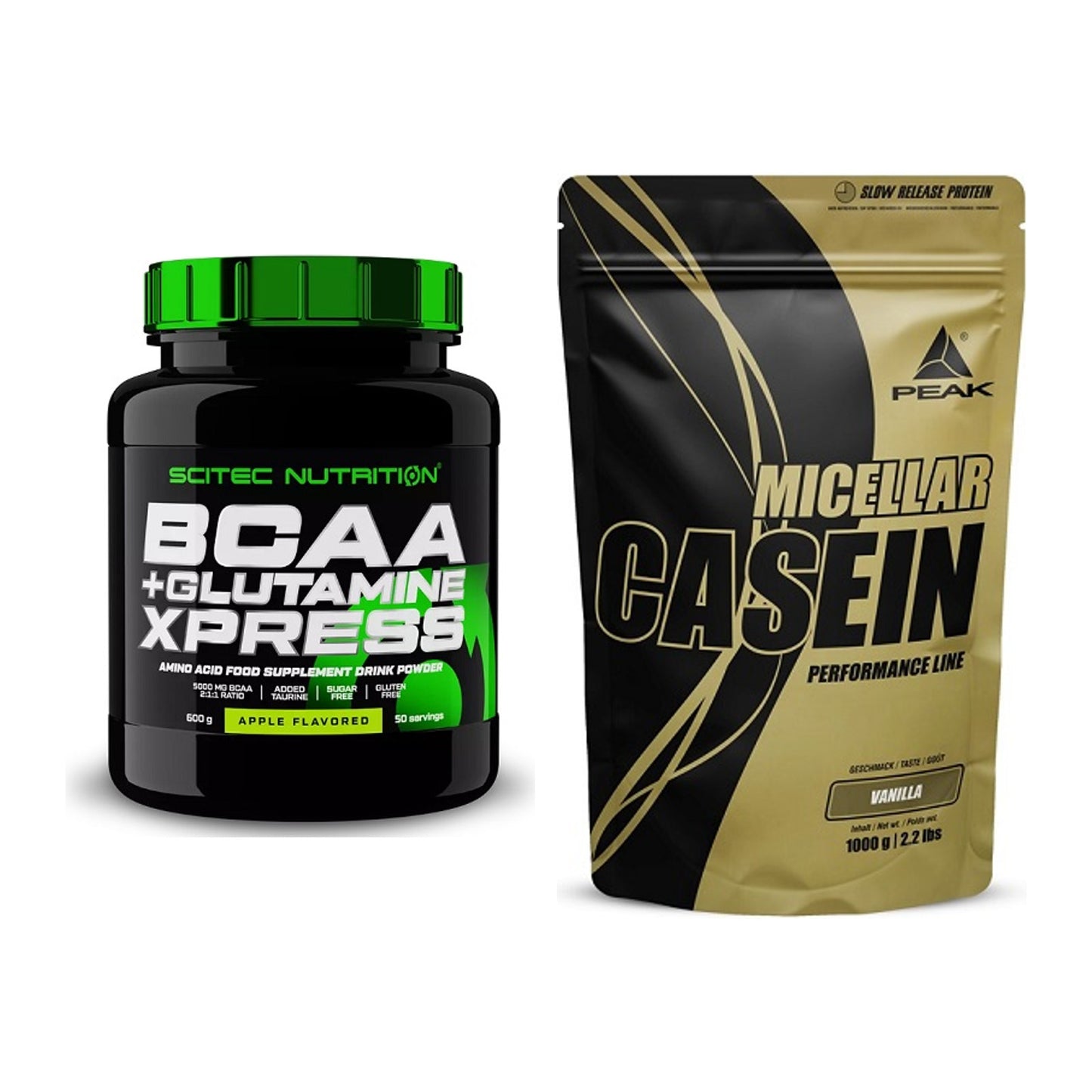 Regenerations-Duo: Scitec BCAA+ Glutamine + Peak Micellar Casein – alle enthaltenen Artikel