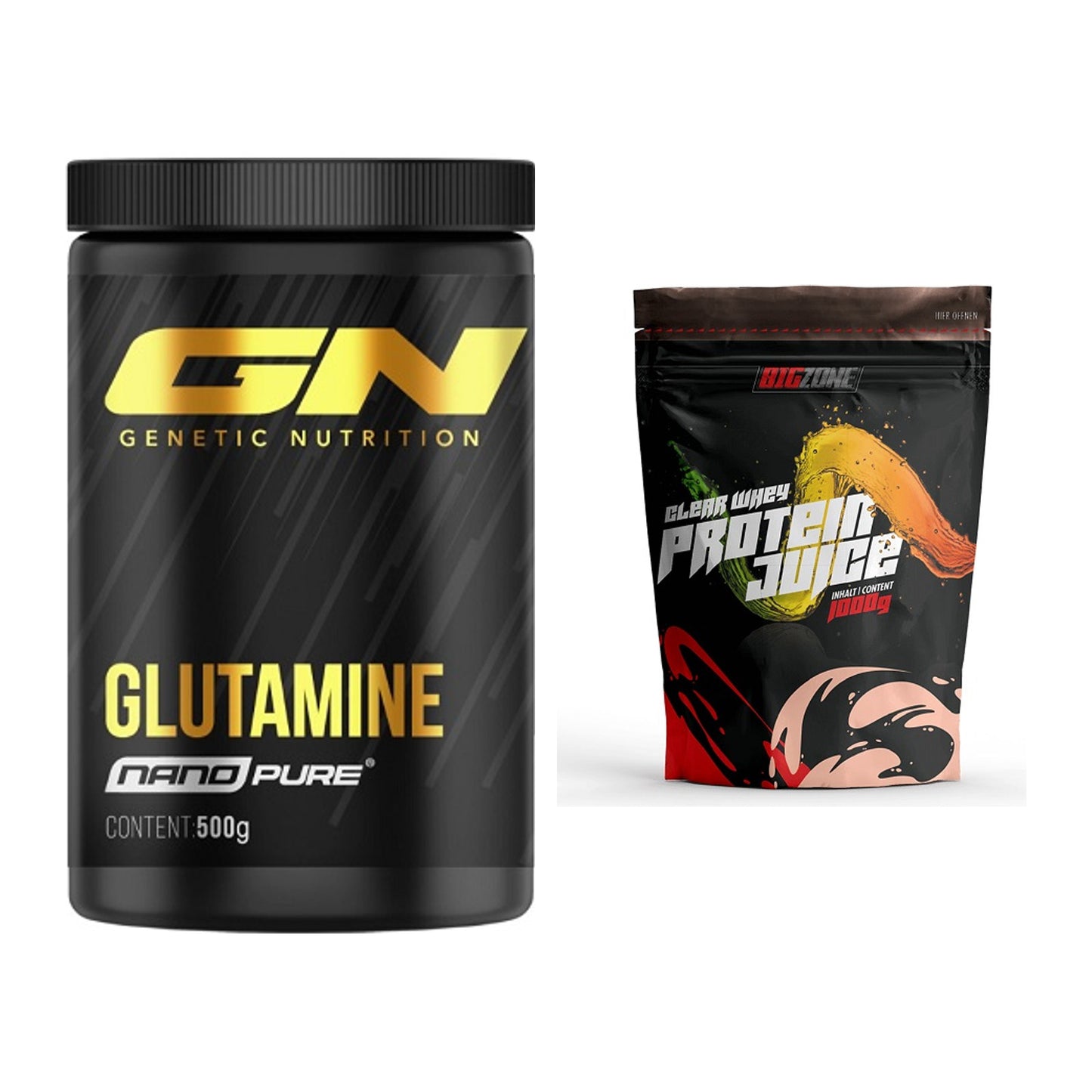 Regenerations-Duo: GN Nano Pure Glutamine + Big Zone Clear Whey – alle enthaltenen Artikel