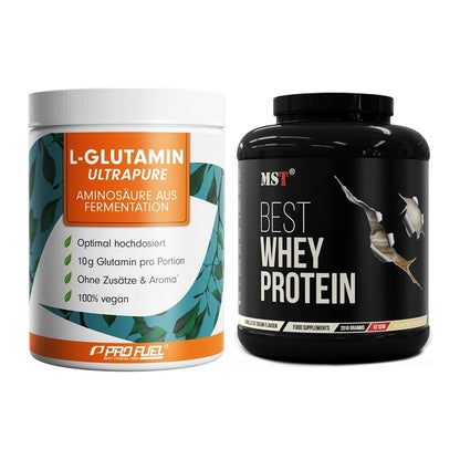 Regenerations-Duo: ProFuel Glutamin Ultrapure + MST Best Whey Protein – alle enthaltenen Artikel