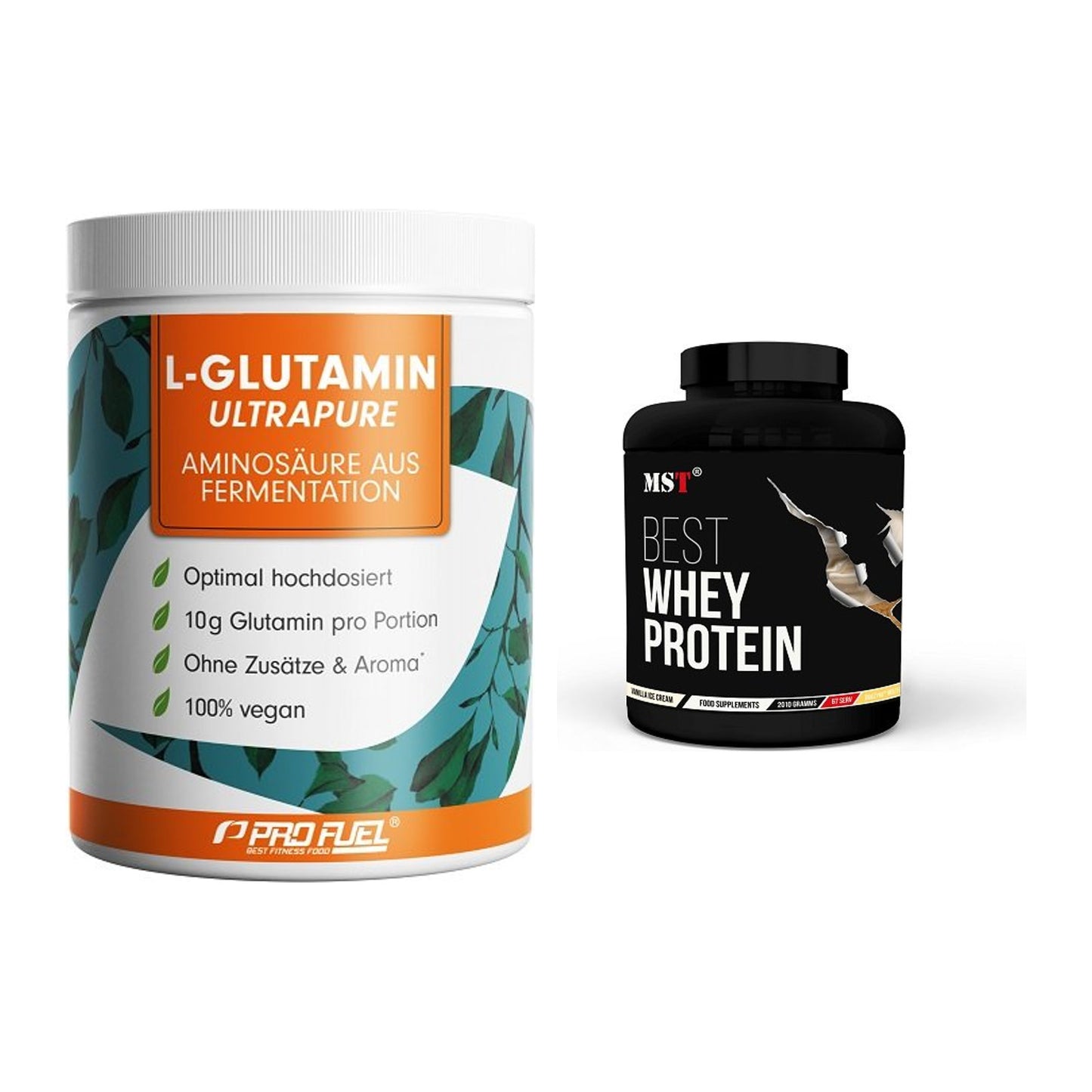 Regenerations-Duo: ProFuel Glutamin Ultrapure + MST Best Whey Protein – alle enthaltenen Artikel