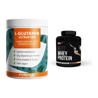 Regenerations-Duo: ProFuel Glutamin Ultrapure + MST Best Whey Protein – alle enthaltenen Artikel