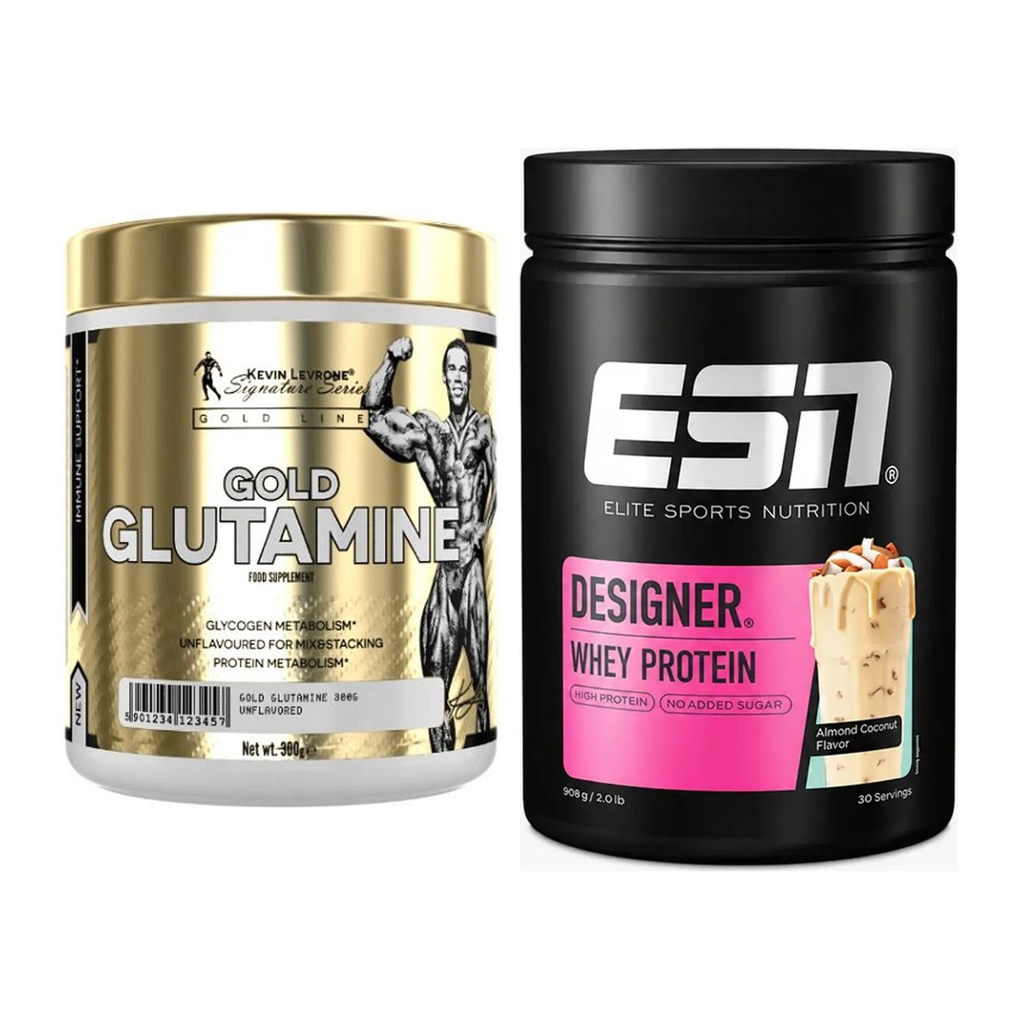 Regenerations-Duo: Kevin Levrone GOLD Glutamine + ESN Designer Whey – alle enthaltenen Artikel