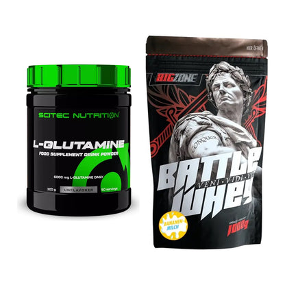 Regenerations-Duo: Scitec L-Glutamin + Big Zone Battle Whey – alle enthaltenen Artikel
