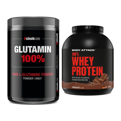 Regenerations-Duo: Sinob Core L-Glutamin + Body Attack 100% Whey – alle enthaltenen Artikel