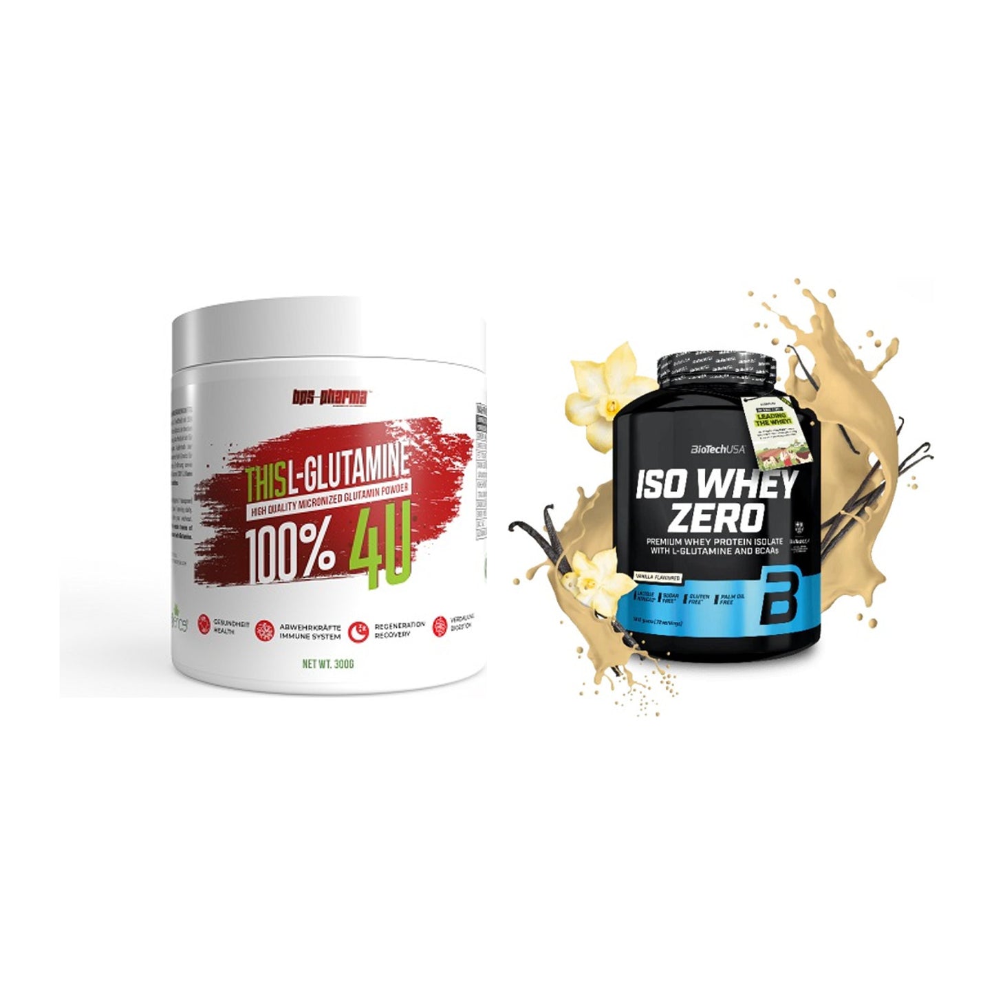 Regenerations-Duo: BPS-Pharma This Glutamin + BioTech Iso Whey Zero – alle enthaltenen Artikel