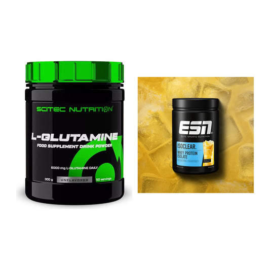 Regenerations-Duo: Scitec L-Glutamin + ESN ISOCLEAR Whey Isolate – alle enthaltenen Artikel