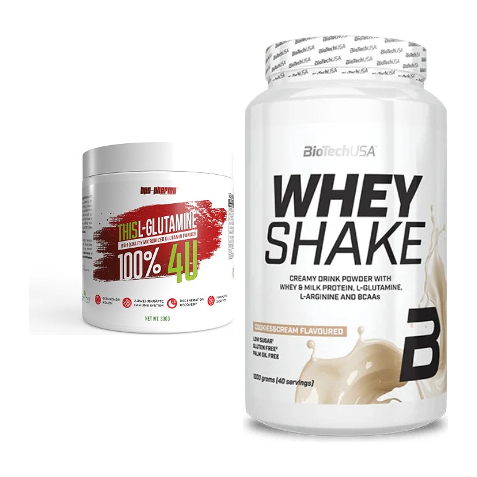 Regenerations-Duo: BPS-Pharma This Glutamin + BioTech Whey Shake – alle enthaltenen Artikel