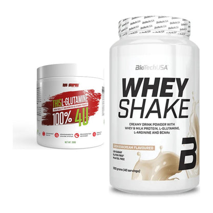 Regenerations-Duo: BPS-Pharma This Glutamin + BioTech Whey Shake – alle enthaltenen Artikel