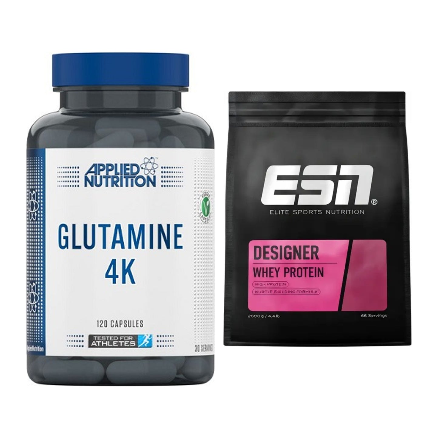 Regenerations-Duo: Applied Nutrition Glutamine 4K + ESN Designer Whey – alle enthaltenen Artikel