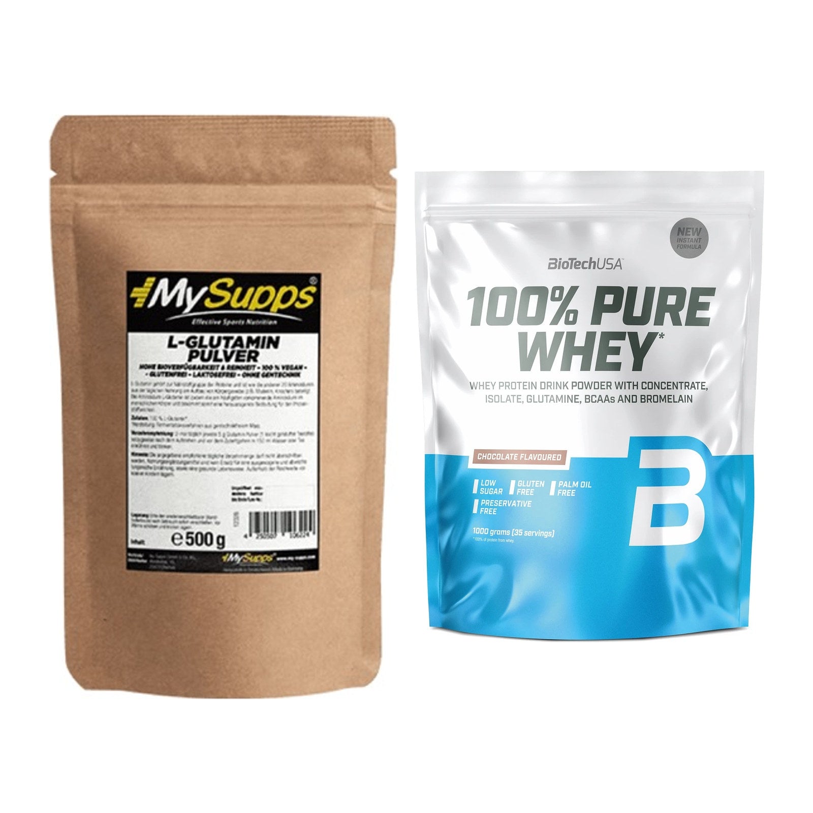 Regenerations-Duo: MySupps Glutamine + BioTech 100% Pure Whey – alle enthaltenen Artikel