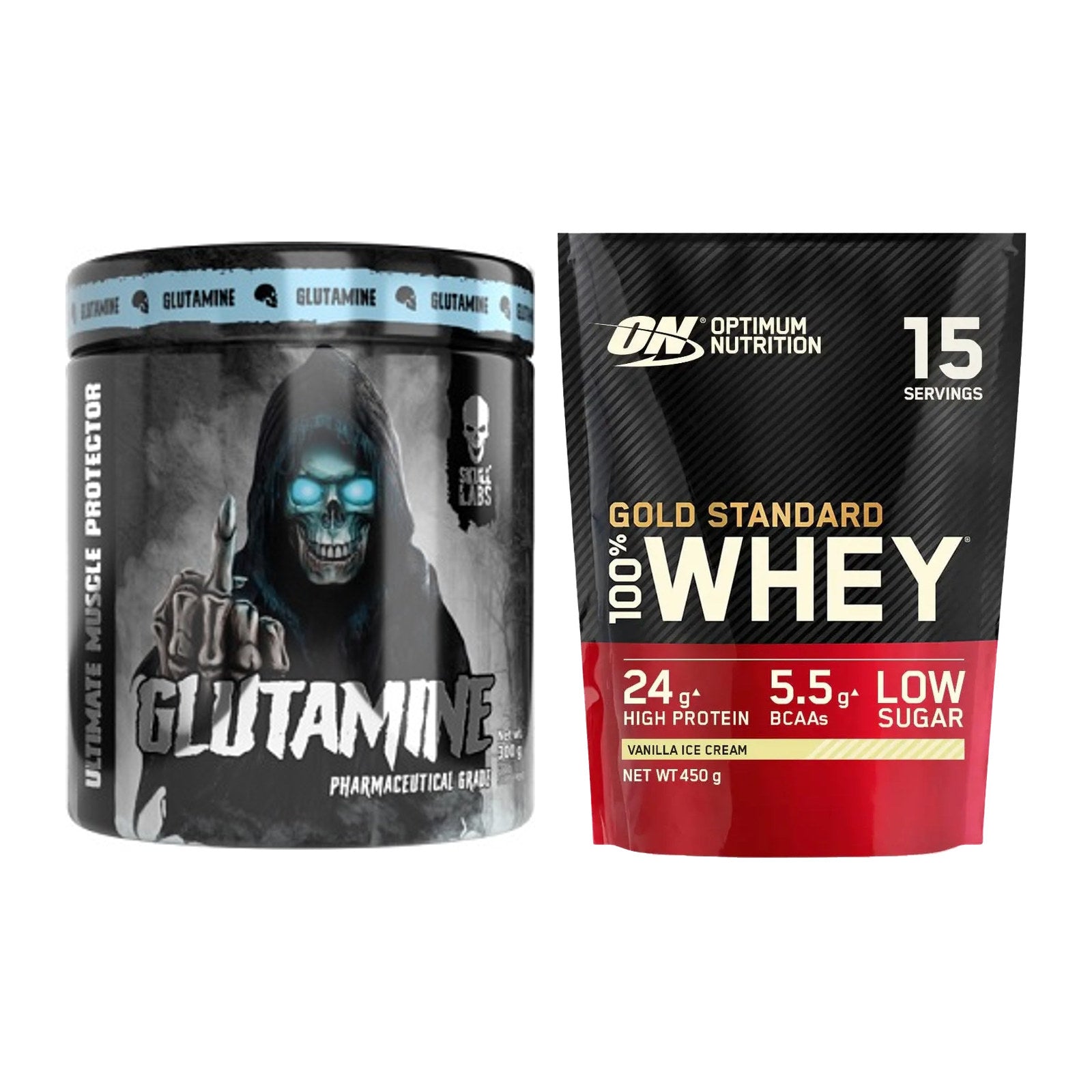 Regenerations-Duo: Skull Labs Glutamine + ON Whey Gold Standard – alle enthaltenen Artikel