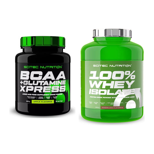 Regenerations-Duo: Scitec BCAA+ Glutamine Xpress + Scitec Whey Isolate – alle enthaltenen Artikel