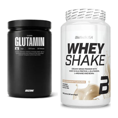 Regenerations-Duo: Big Zone Glutamin + BioTech Whey Shake – alle enthaltenen Artikel