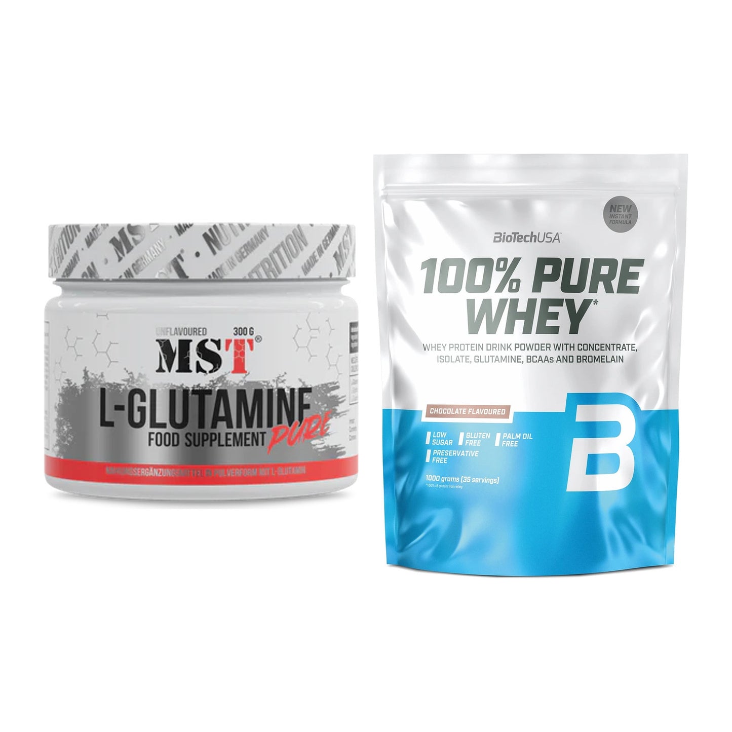 Regenerations-Duo: MST Glutamine + BioTech 100% Pure Whey – alle enthaltenen Artikel