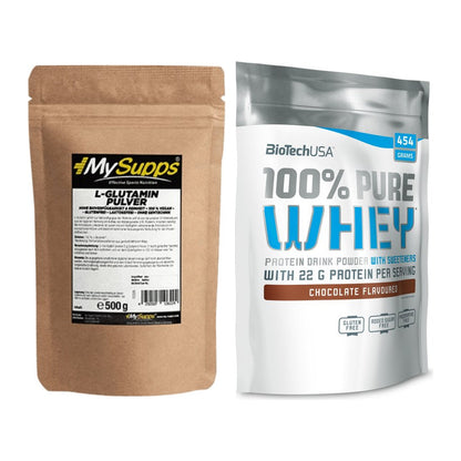 Regenerations-Duo: MySupps Glutamine + BioTech 100% Pure Whey – alle enthaltenen Artikel