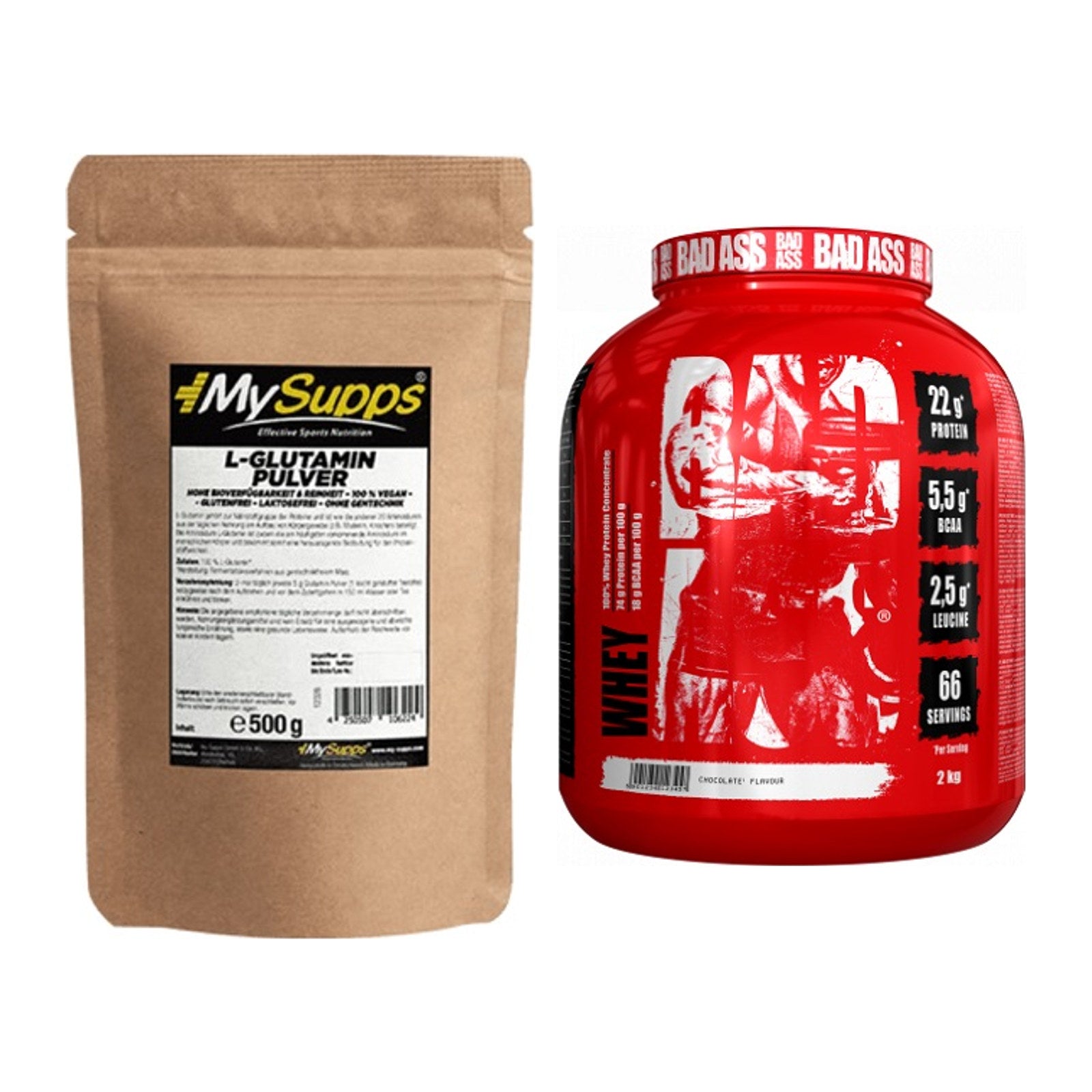 Regenerations-Duo: MySupps Glutamine + BAD ASS Whey – alle enthaltenen Artikel