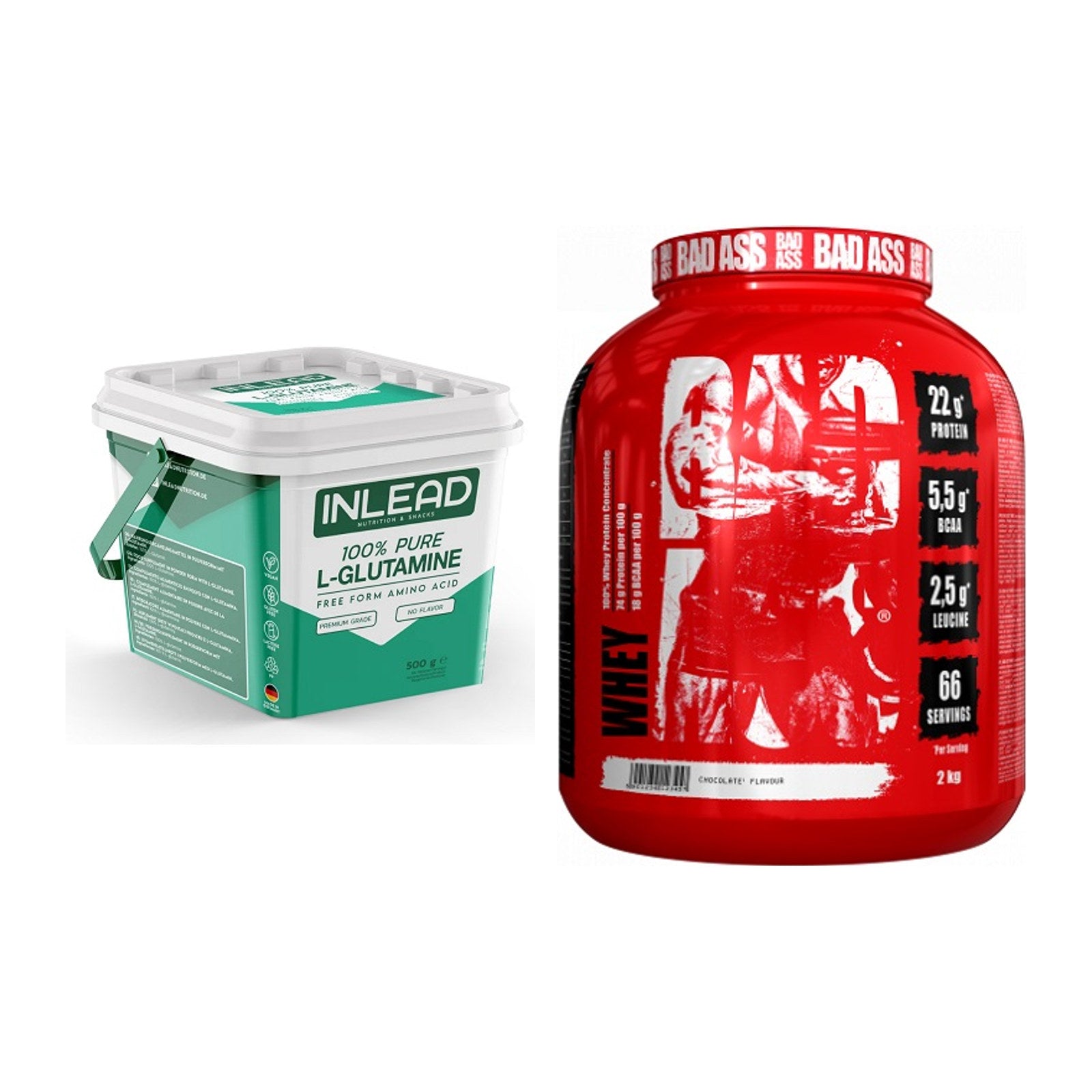 Regenerations-Duo: INLEAD L-Glutamine + BAD ASS Whey – alle enthaltenen Artikel