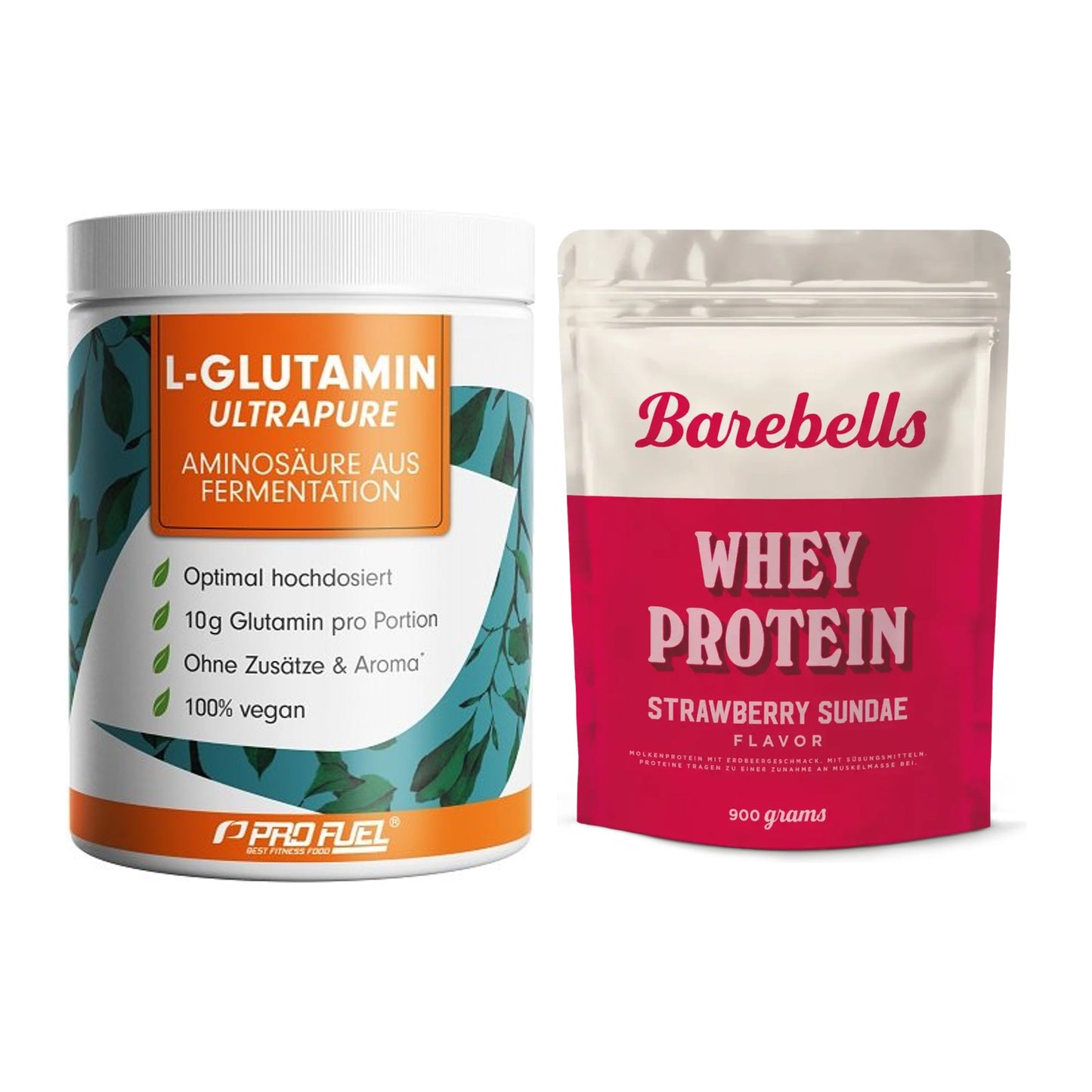 Regenerations-Duo: ProFuel Glutamin Ultrapure + Barebells Whey Protein – alle enthaltenen Artikel