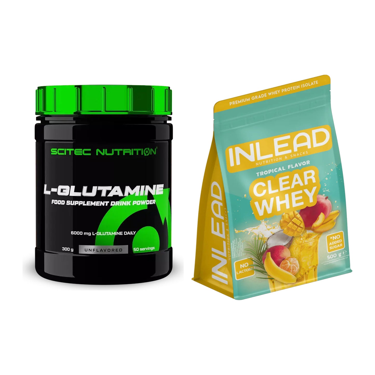 Regenerations-Duo: Scitec L-Glutamin + INLEAD Clear Whey Isolate – alle enthaltenen Artikel