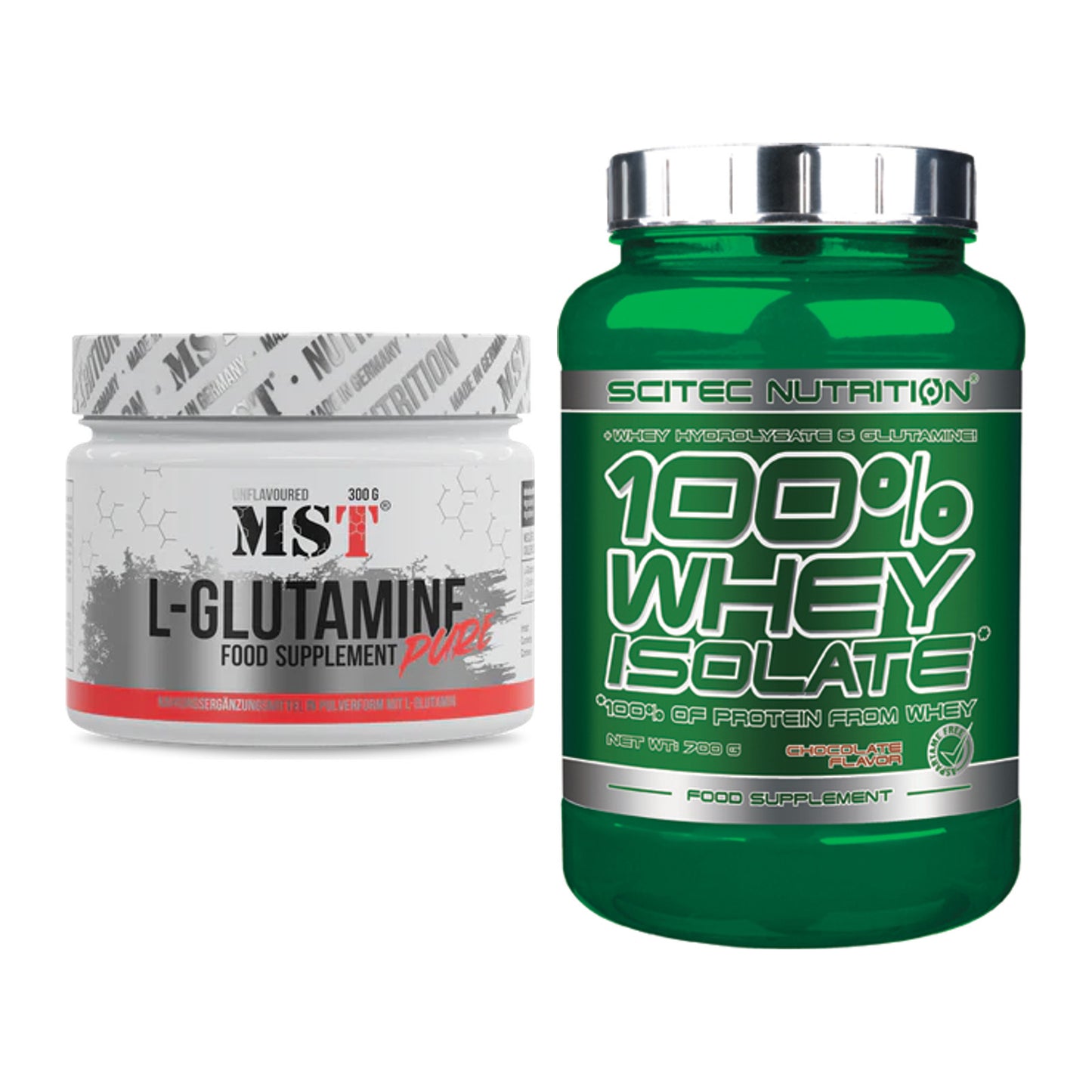 Regenerations-Duo: MST Glutamine + Scitec Whey Isolate – alle enthaltenen Artikel