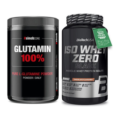 Regenerations-Duo: Sinob Core L-Glutamin + BioTech Iso Whey Zero Black – alle enthaltenen Artikel