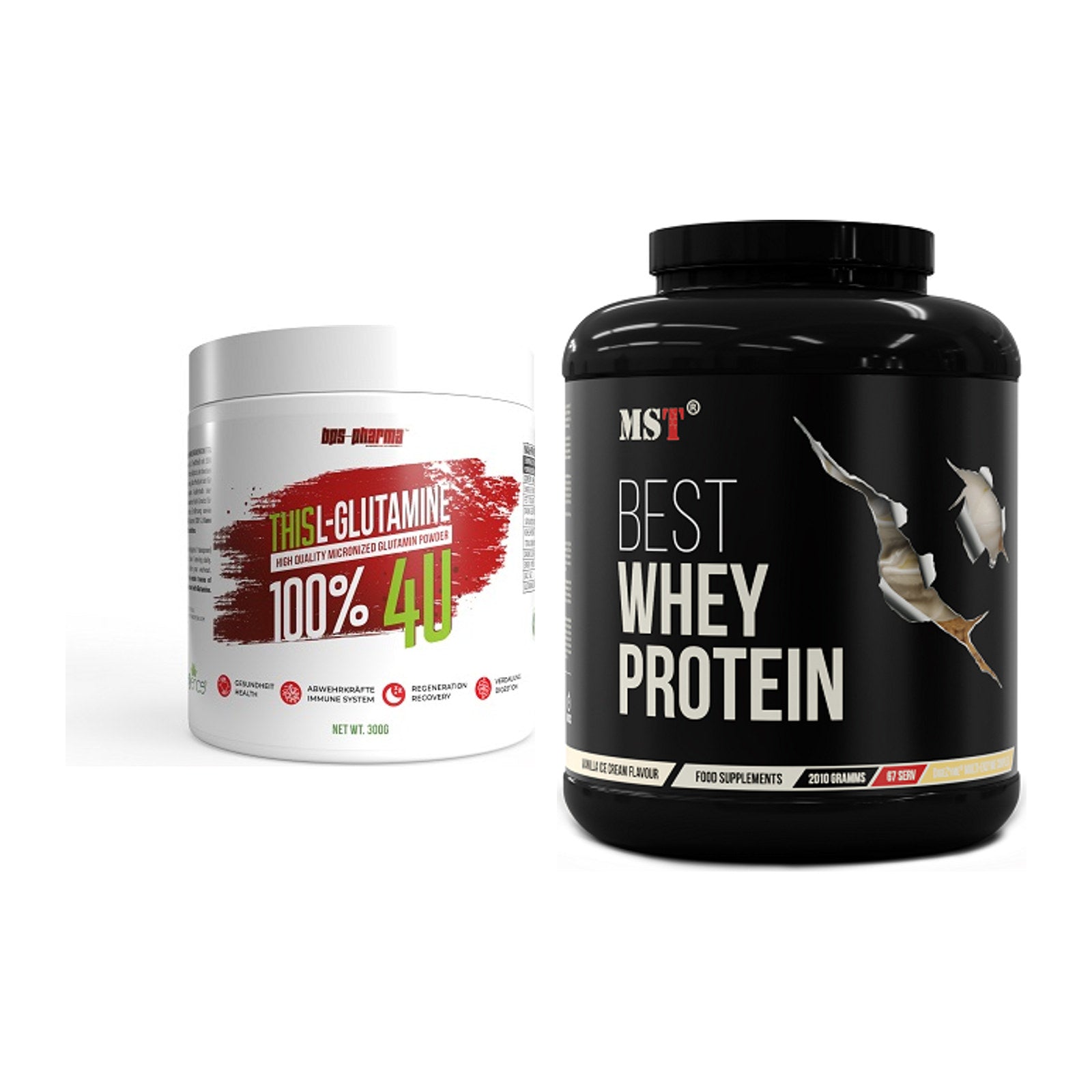 Regenerations-Duo: BPS-Pharma This Glutamin + MST Best Whey Protein – alle enthaltenen Artikel