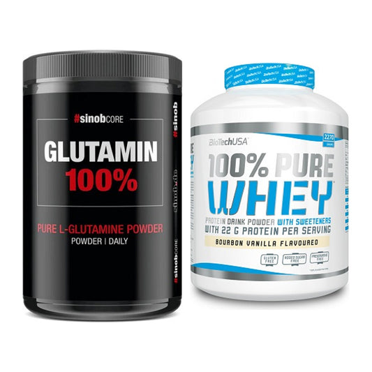 Regenerations-Duo: Sinob Core L-Glutamin + BioTech 100% Pure Whey – alle enthaltenen Artikel