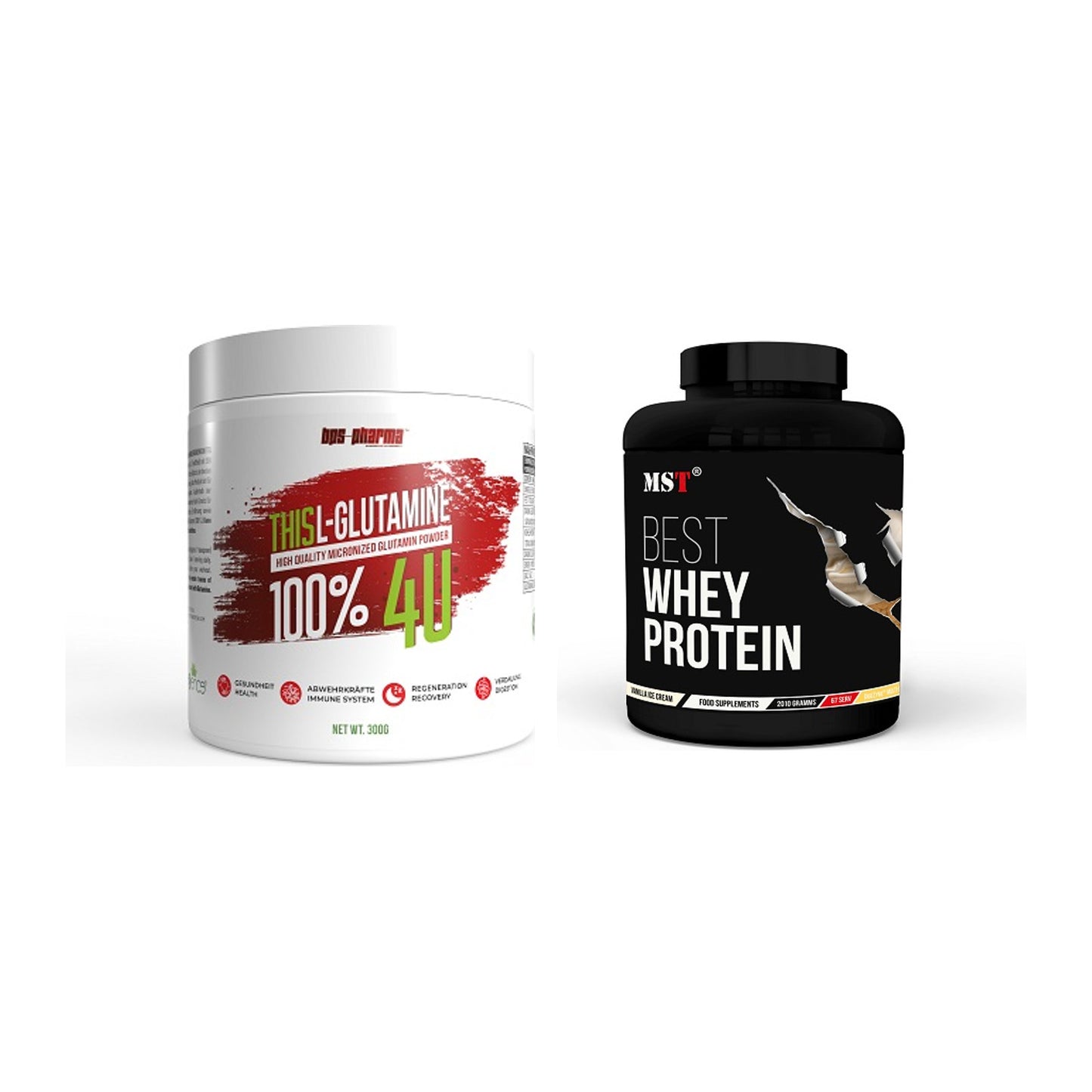 Regenerations-Duo: BPS-Pharma This Glutamin + MST Best Whey Protein – alle enthaltenen Artikel