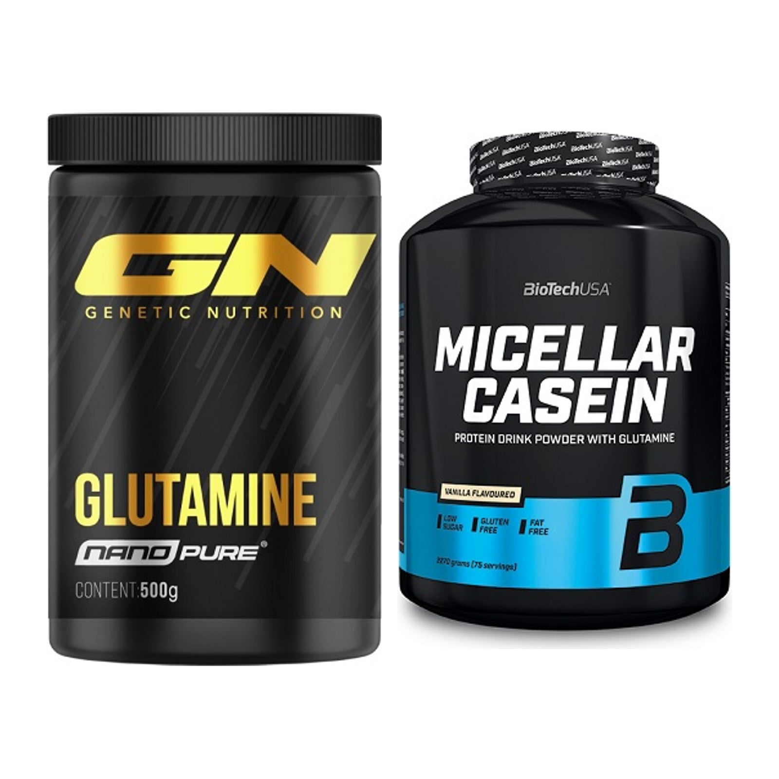 Regenerations-Duo: GN Nano Pure Glutamine + BioTech Micellar Casein – alle enthaltenen Artikel