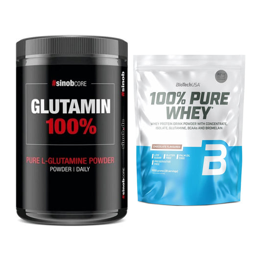 Regenerations-Duo: Sinob Core L-Glutamin + BioTech 100% Pure Whey – alle enthaltenen Artikel