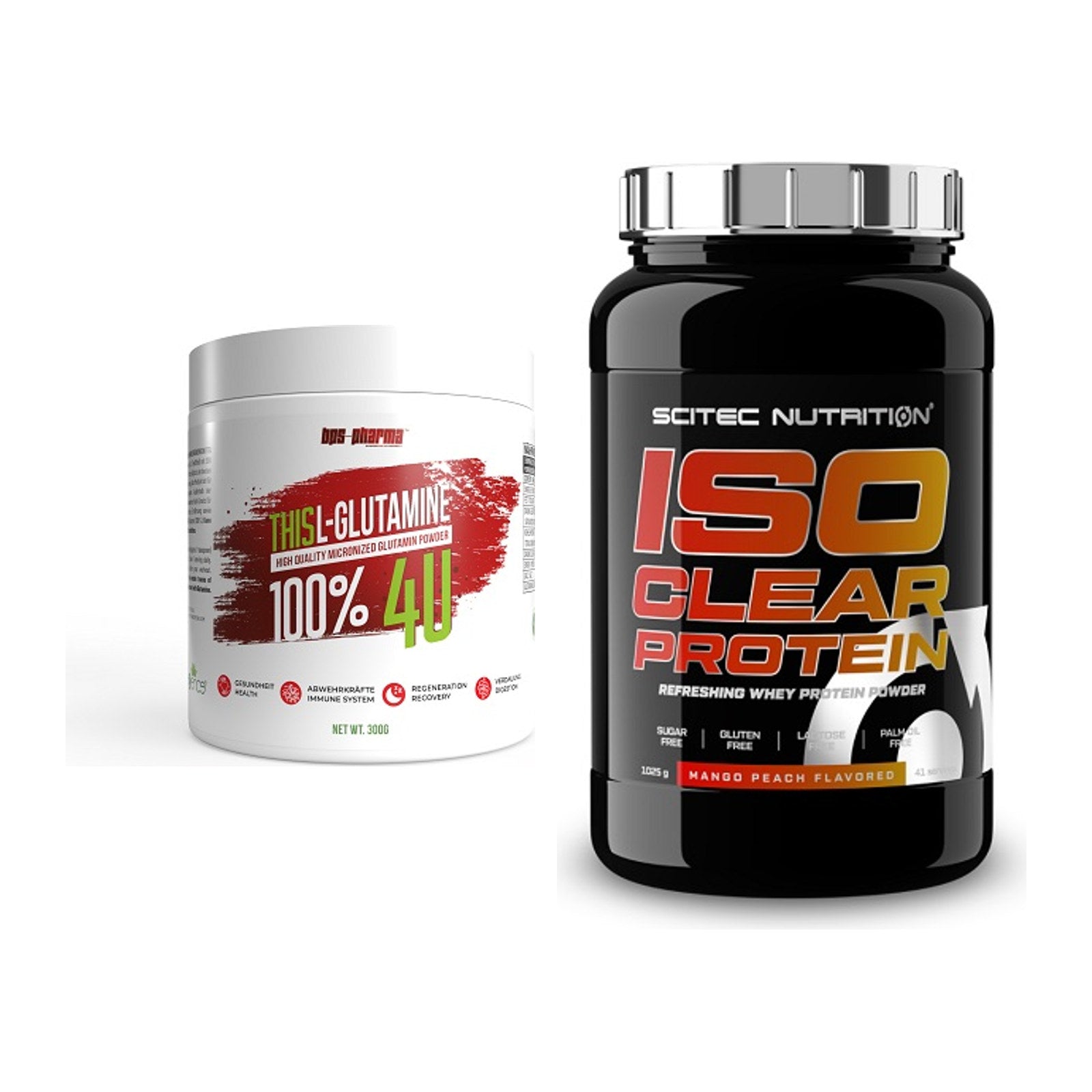 Regenerations-Duo: BPS-Pharma This Glutamin + Scitec IsoClear Protein – alle enthaltenen Artikel